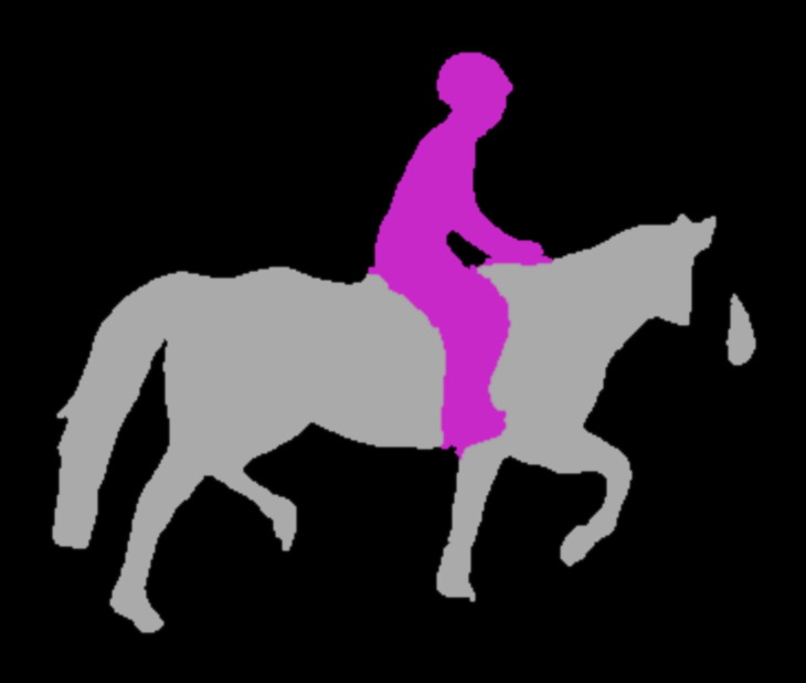 The same frame with the horse also traced as a solid grey shape